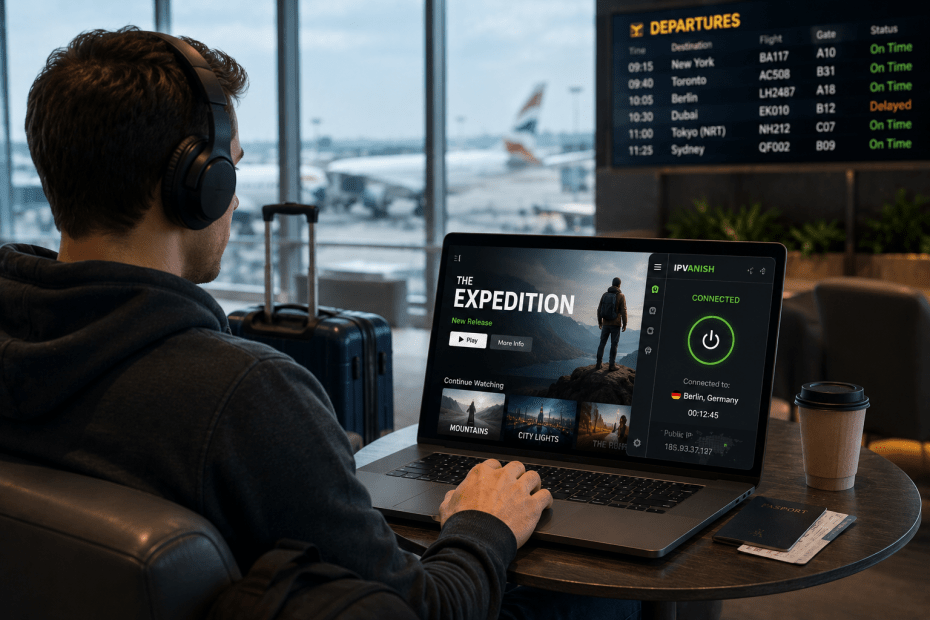Airport lounge with streaming escape