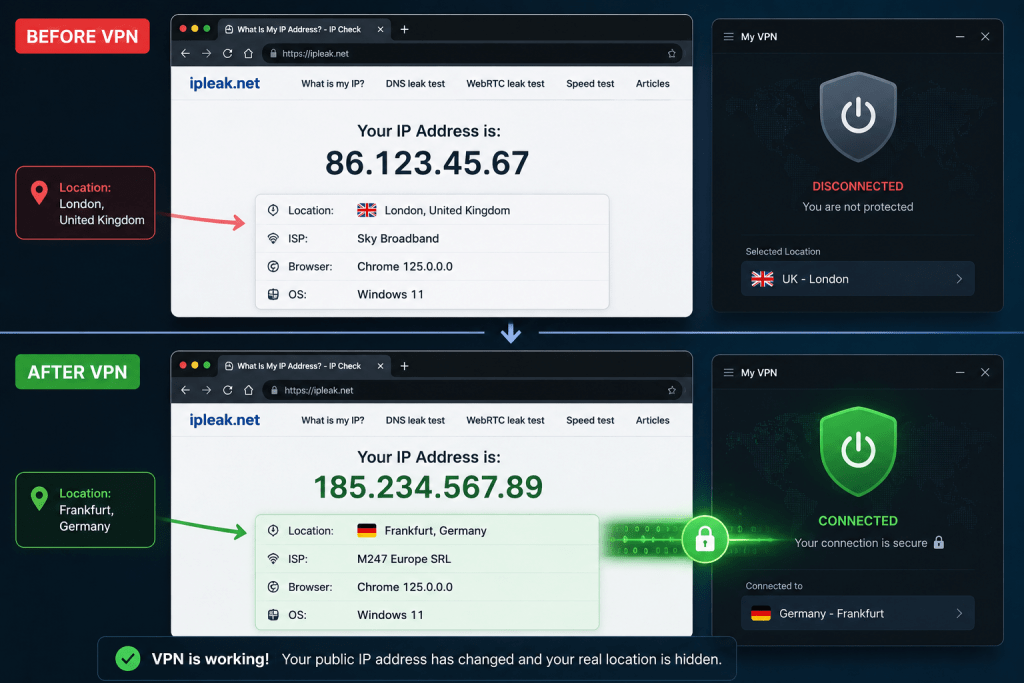 VPN service in action: before and after